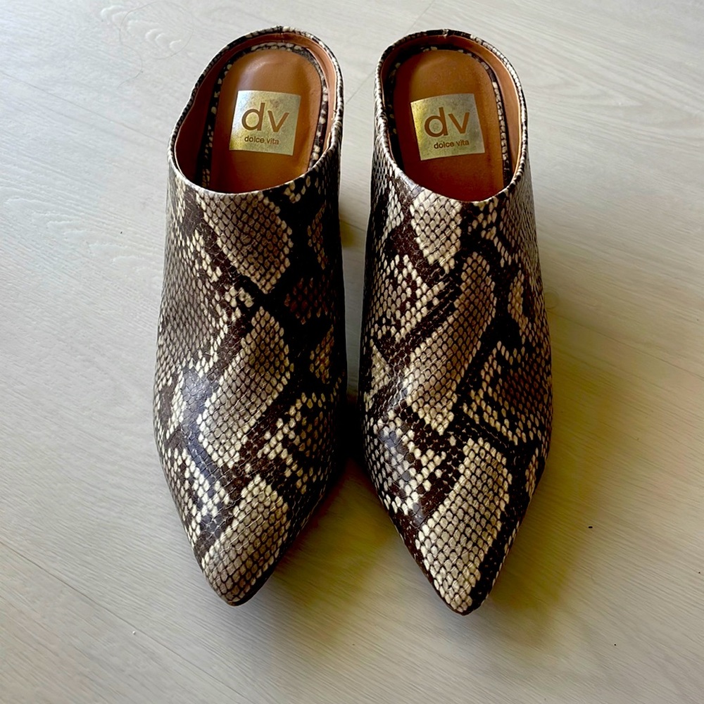 Dolce Vita Snake Print Mules